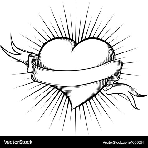 Heart with ribbon in tattoo style Royalty Free Vector Image