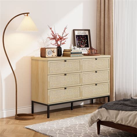 Bay Isle Home Boho Natural Rattan 6 Drawer Dresser Reviews