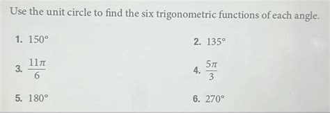 Answered Use The Unit Circle To Find The Six Trigonometric Functions Kunduz