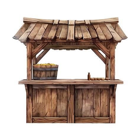 Farm Market Stall Wooden Fair Booth Isolated On Transparent Background