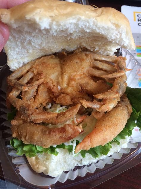 Softshell Crab Sandwich W Slaw Tomato Lettuce And Special Spicy