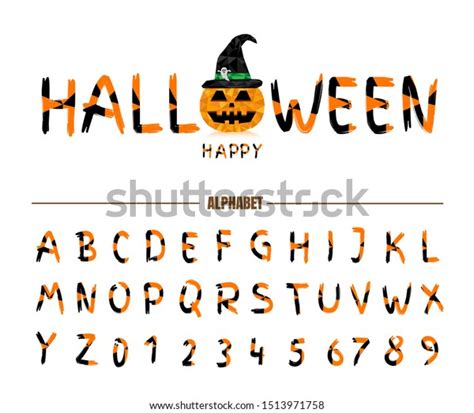 Halloween Alphabet Font Letters Numbers Cute Stock Vector (Royalty Free ...