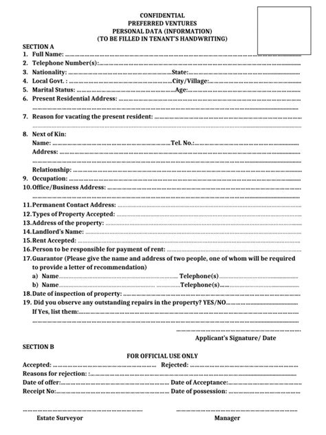 tenant form  private law real property law