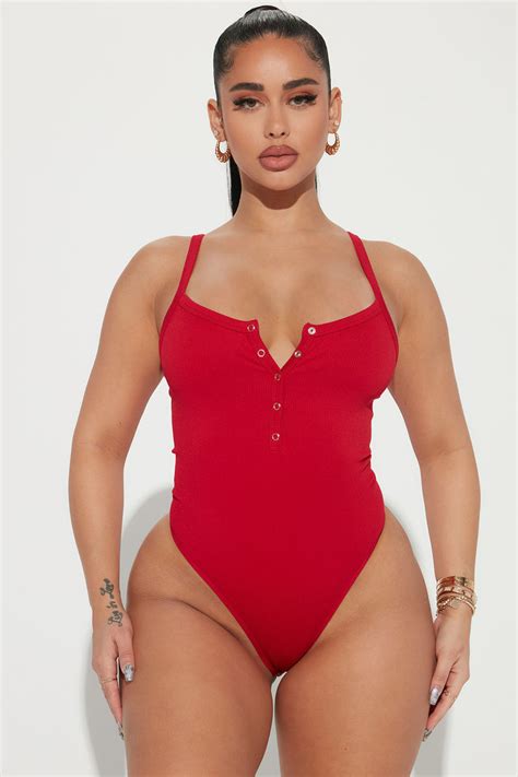 Evelyn Ribbed Bodysuit Red Fashion Nova Bodysuits Fashion Nova