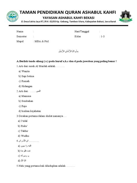 Soal Tpq Kls 1 Pdf