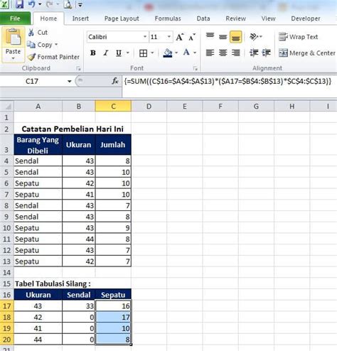 Rumus Array Ms Excel Membuat Tabulasi Silang