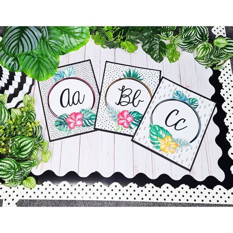 Cursive Alphabet Posters For The Classroom Tropical Classroom Decor