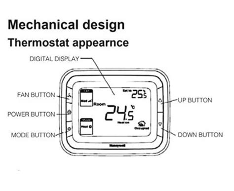 Honeywell Thermostat T6861v2wg M Vertical 220v Ac Mep Global