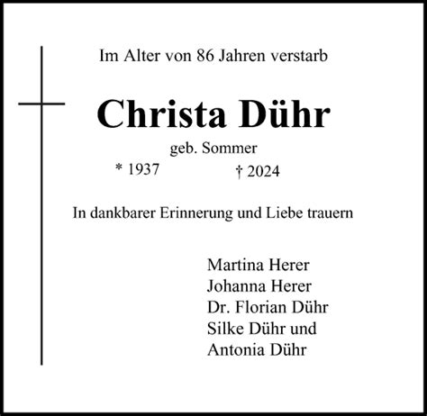 Traueranzeigen Von Christa D Hr Hamburgertrauer De