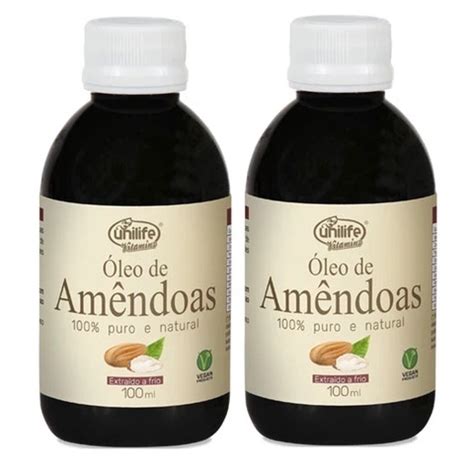 Kit 2 Óleos de Amêndoas 100 Puro e Natural 100ml Unilife Shopee