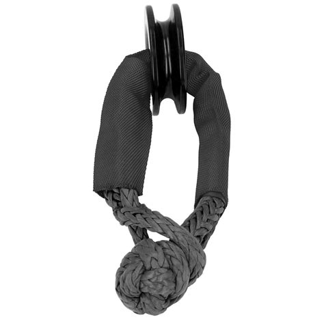 Black Recovery Ring Kit Synthetic Soft Shackle Rope Aluminium Alloy