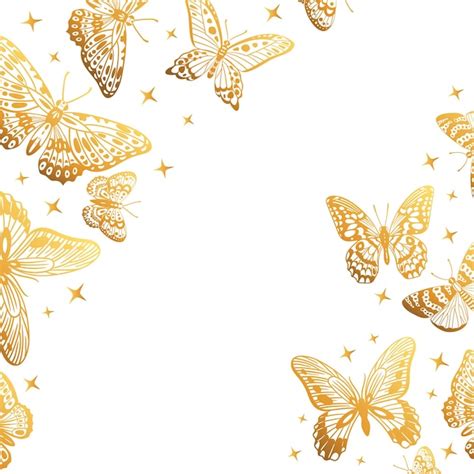 Premium Vector Cartoon Golden Butterflies Cover Gorgeous Shiny