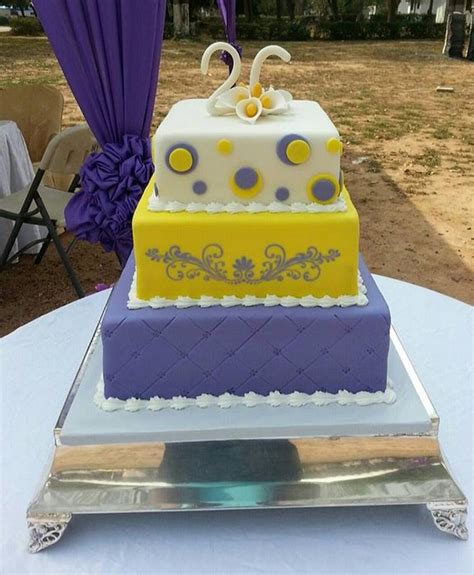 Purple And Yellow Wedding Cake Cake By Serwapona Cakesdecor