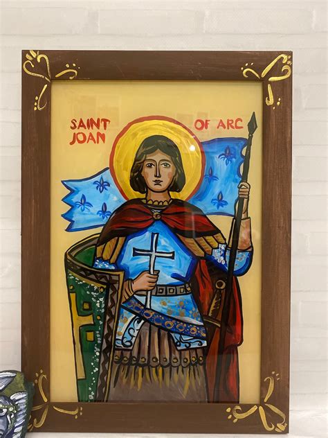 Saint Joan Of Arc Icon Catholic Saints Catholic Wall Art Wall Hanging Catholic Icon Of St