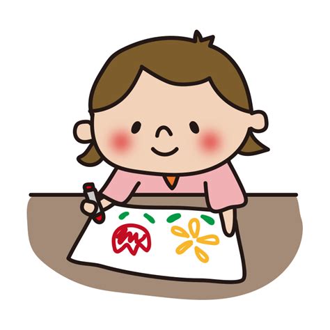 Kodomooekakisuruonnanoko かわいい手描きの無料素材「てがきっず」保育園・小学校・介護施設にぴったりのフリー素材イラスト