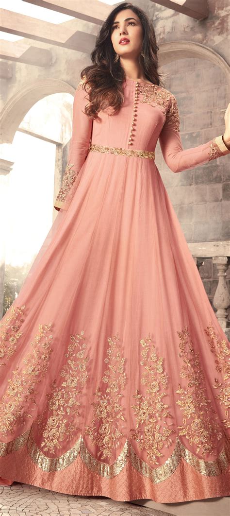 Bollywood Pink And Majenta Color Net Fabric Salwar Kameez