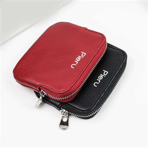 Unisex Small Coin Pouch Purse Key Holder Leather Zip Wallet Card Holder