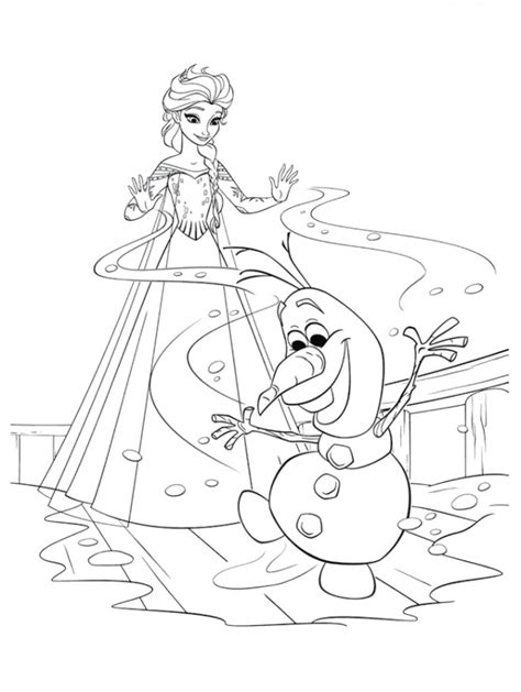 Coloriage Reine des Neiges et Olaf dessin gratuit à imprimer