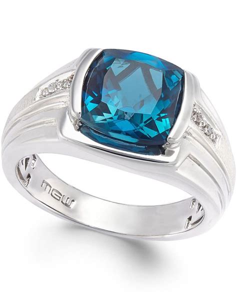 Macy S Men S Blue Topaz 5 Ct T W And Diamond Accent Ring In