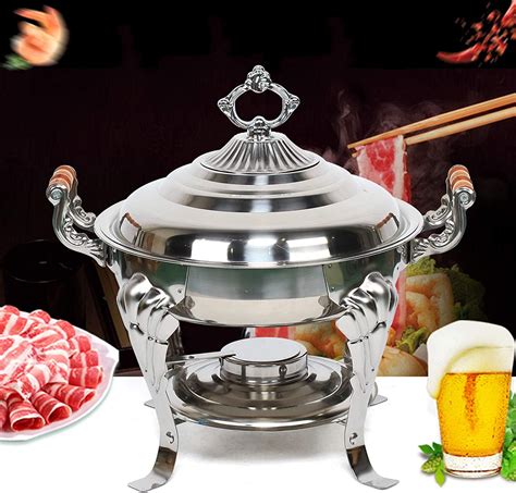 Miumaeov Round Stainless Steel Warming Container Chafing Dish Food