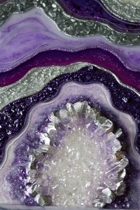 Geode Wall Art With Crystal Quartz By Lisa Gates Resin Geode Etsy