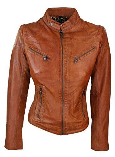 Infinity Damenjacke Echtleder Braun Biker Stil Lederjacke Frauen