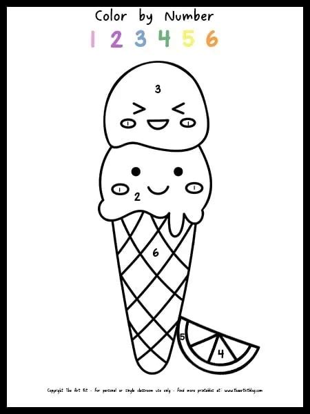 Ice Cream Color By Number Coloring Page {free Printable} The Art Kit