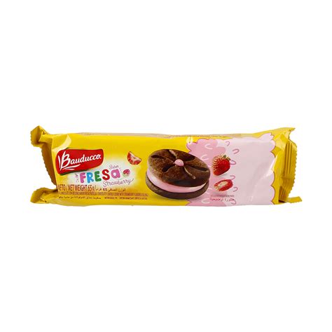 Bauducco Galleta Sabor Chocolate Con Relleno Sabor Fresa Frutilla 65