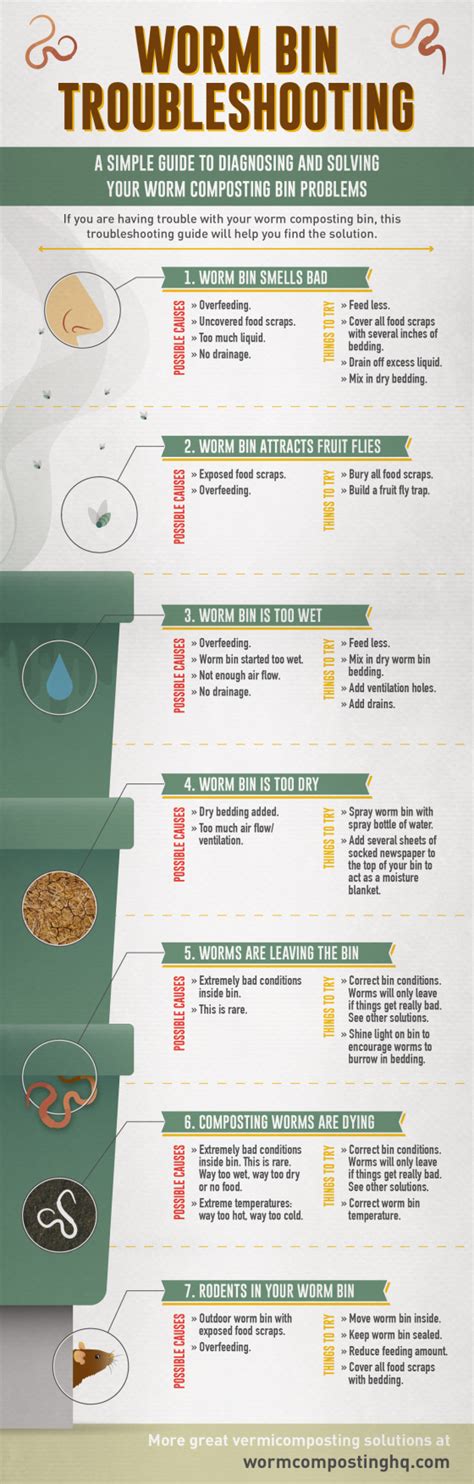 Worm Bin Troubleshooting Infographic Worm Composting Worm Composting