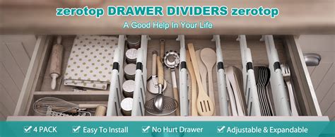 Zerotop Drawer Organiser Divider 4 Pack Drawer Dividers Adjustable