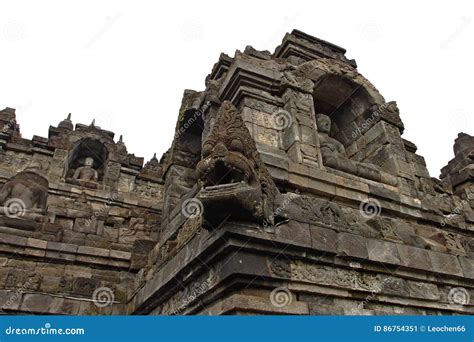 Estatua De Buda En El Stupa Borobudur Cerca De Yogyakarta Java