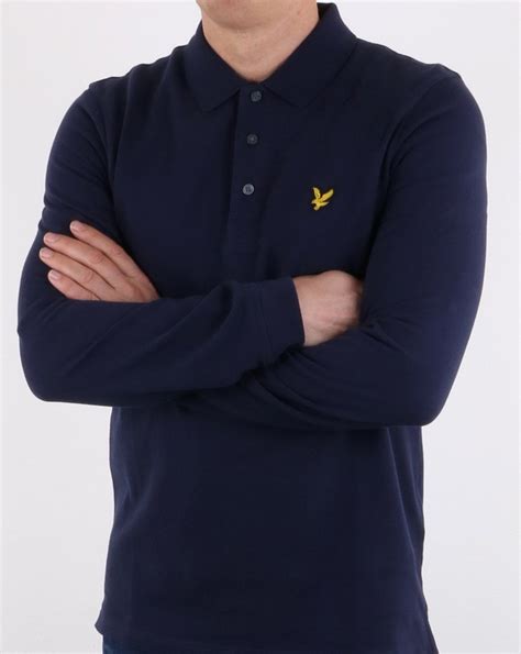 Lyle And Scott Long Sleeve Polo Shirt Navy 80s Casual Classics