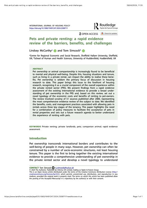 Pets and private renting: a rapid evidence review of the barriers