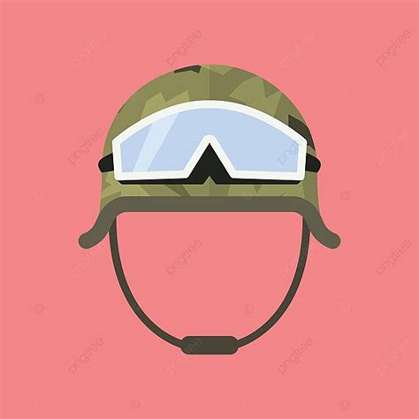 Military Metal Helmet With Goggles Soldier Camouflage Hat Vector