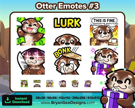 Otter Twitch Emotes Dono Lurk This Is Fine Evil Knife Hit Gift Gifted