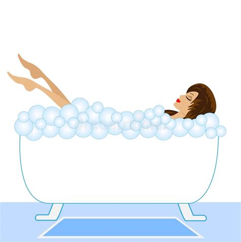 Young Woman Take A Bath With Foam Stock Vector Illustration Of