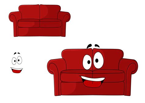 Fun cartoon upholstered red couch 11520295 Vector Art at Vecteezy