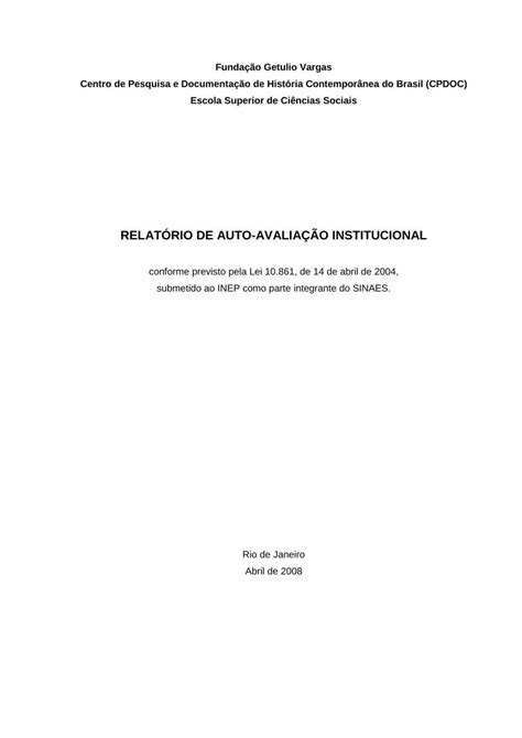 Pdf Relat Rio De Auto Avalia O Institucionalcpdoc Fgv Br Sites