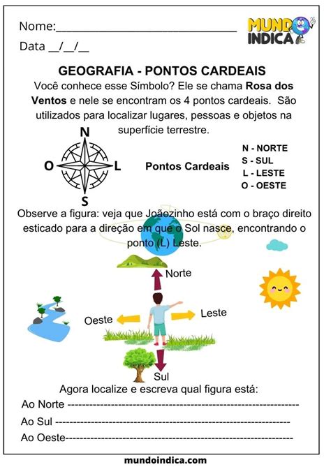 Atividades Pontos Cardeais Atividades De Geografia Pontos Cardeais