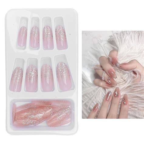 Yeahmol Press On Nails 24pcs Fake Nail French Tip False Press On Nails