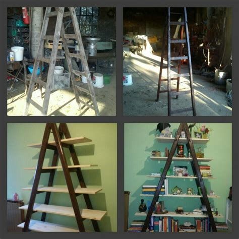 Use old rustic ladder as bookcase. | Home crafts, Rustic ladder, Ladder