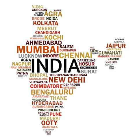 Indian Cities Word Cloud Vector Illustration Stock Illustration