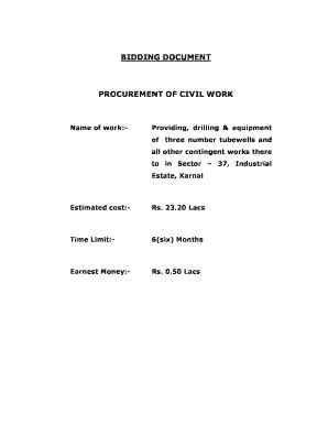 Fillable Online Hsiidc Etenders Bidding Document Procurement Of Civil