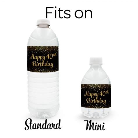 Black And Gold 40th Birthday Party Water Bottle Labels 24 Count C917yc3wxhd