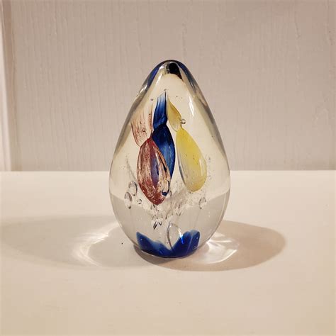 Clear Glass Egg Shaped Paperweight Art Glass With Controlled Etsy