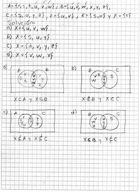 Sean Los Conjuntos A {r S T U V W} B {u V W X Y Z} C {s U Y Z} D {u V} E