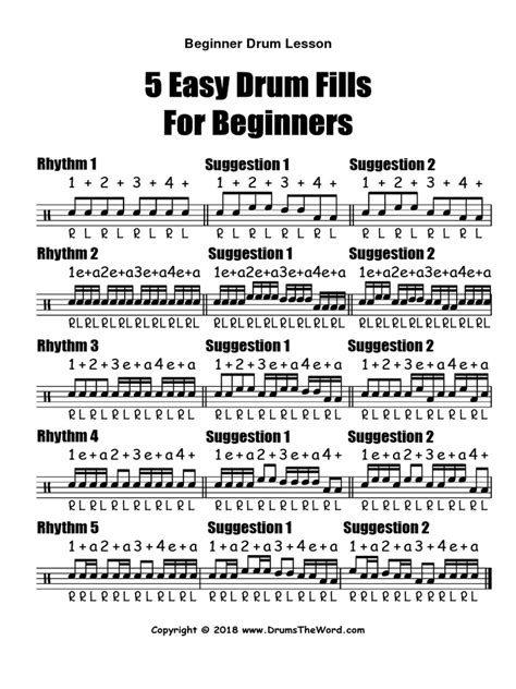 Five Easy Drum Fills For Beginners Pdf