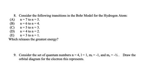 Solved Consider The Following Transitions In The Bohr Chegg