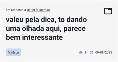 Valeu Pela Dica To Dando Uma Olhada Aqui Parece Bem Interessante