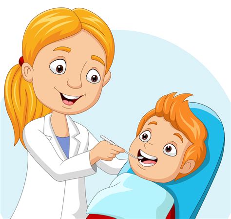 Cartoon Doctor Dentist Checking Boy Teeth Vector Art At Vecteezy